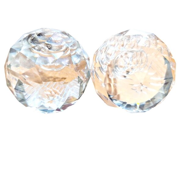 Vintage Swarovski Crystal Apple Ornaments Suncatchers Clear Faceted 2-Piece Set - Picture 4 of 5